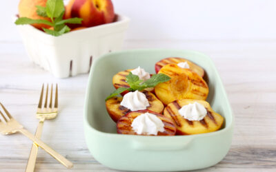 Healthy Peach Dessert: Grilled Peaches with Maple Coconut Whipped Cream