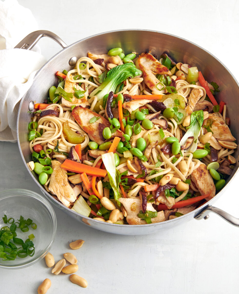 Chicken Vegetable Udon Noodle Stir-Fry | Kathy Siegel, MS, RDN, CDN
